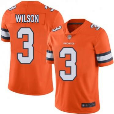Men's Denver Broncos #3 Russell Wilson Orange Limited Stitched Jersey
